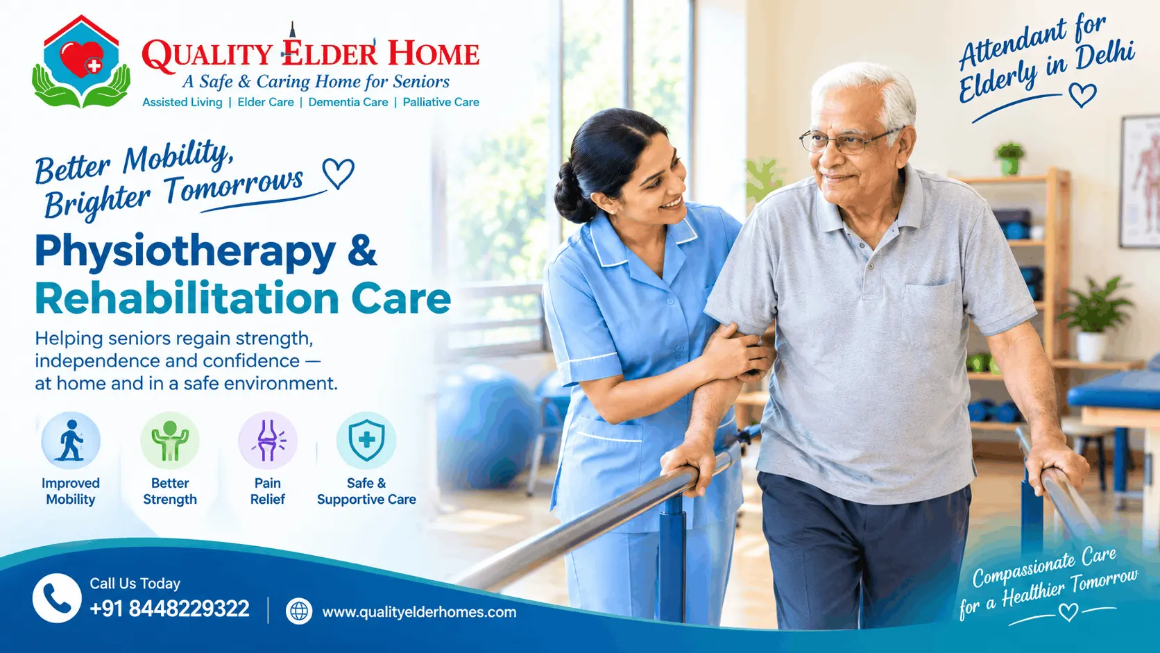 Physiotherapist helping an elderly stroke survivor practise walking, stroke recovery in old age